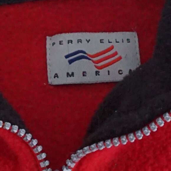 Vintage Perry Ellis America Red Quarter Zip Outdoor Fleece Pullover Sweater L - Picture 9 of 9